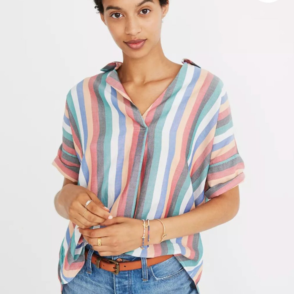 Madewell Button-Back Shirt in Festival Stripe (XS)